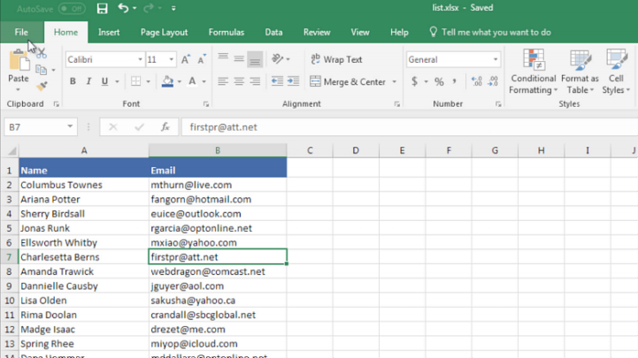 Distribution List From Excel