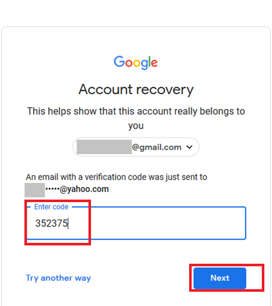 gmail hack verification code