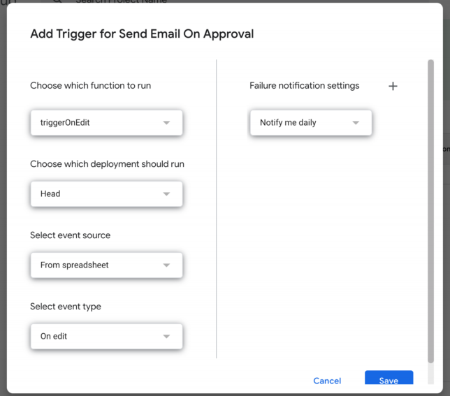 on edit trigger for Google Sheets